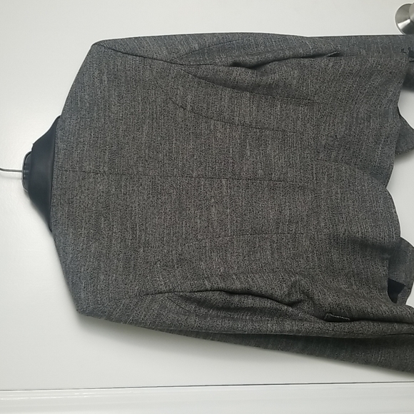 Express fitted Black and White/Gray Faux Leather on Collar Blazer - Picture 7 of 7